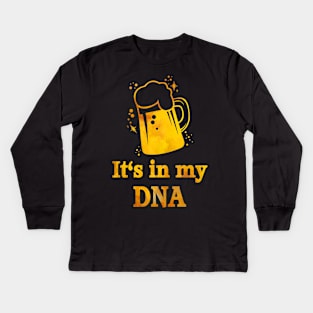 Beer is in my DNA Funny Genetics Beer Lover Kids Long Sleeve T-Shirt